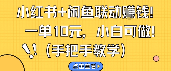 小红书+闲鱼联动挣钱，一单10元，小白可做 - 来及网络