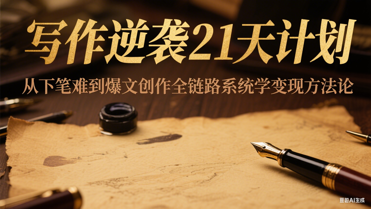 写作逆袭21天计划：从下笔难到爆文创作全链路系统学变现方法论 - 来及网络