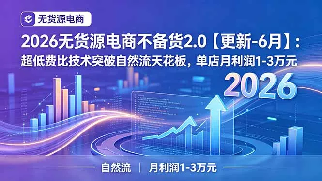 2026无货源电商不备货2.0【更新-7月】：超低费比技术突破自然流天花板，单店月利润1-3万元 - 来及网络
