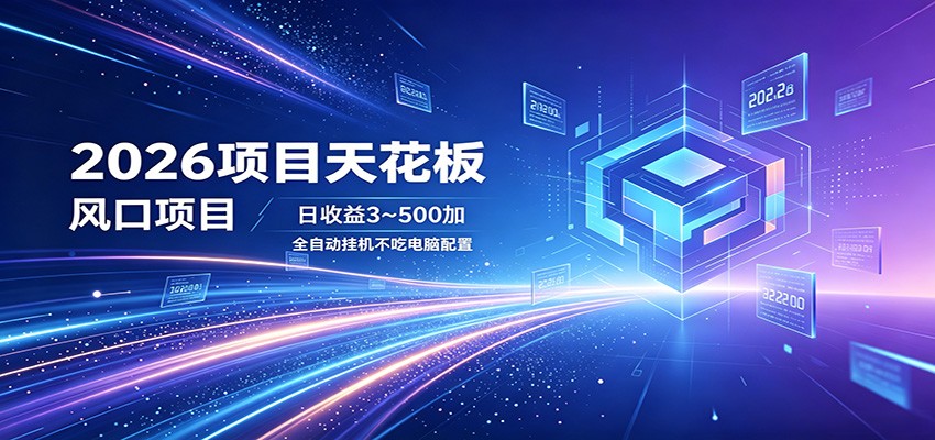 2026项目天花板，风口项目，日收益3~500+全自动挂机，不吃配置 - 来及网络