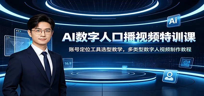 AI数字人口播视频特训课：账号定位工具选型教学，多类型数字人视频制作教程 - 来及网络