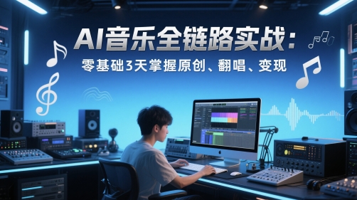AI音乐全链路实战变现课：零基础3天掌握原创、翻唱、变现 - 来及网络