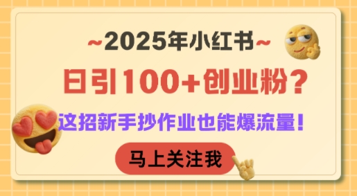 2025年小红书日引100+创业粉？这招新手抄作业也能爆流量！ - 来及网络