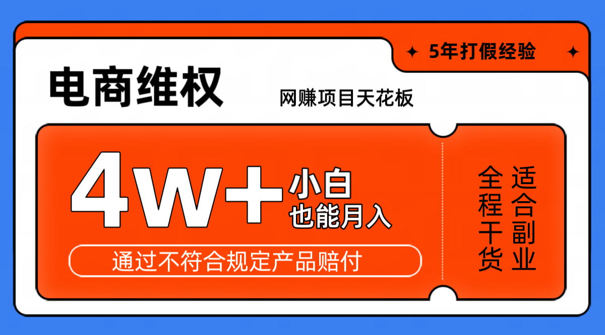 网赚项目天花板电商购物维权月收入稳定4w+独家玩法小白也能上手 - 来及网络