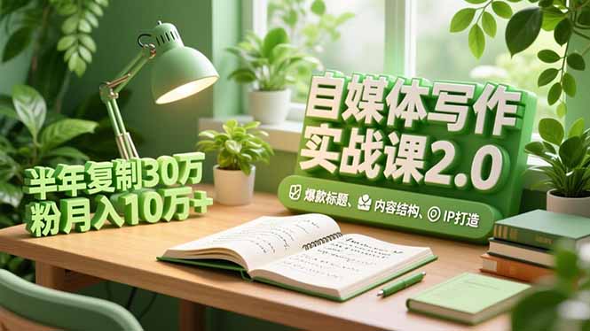 自媒体写作实战课2.0，爆款标题、内容结构、IP打造，半年复制30万粉月入10万+ - 来及网络