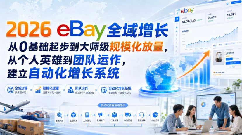 2026 eBay全域增长，从0基础起步到大师级规模化放量，从个人英雄到团队运作，建立自动化增长系统 - 来及网络