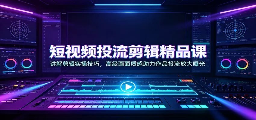 短视频投流剪辑精品课：讲解剪辑实操技巧，高级画面质感助力作品投流放大曝光 - 来及网络