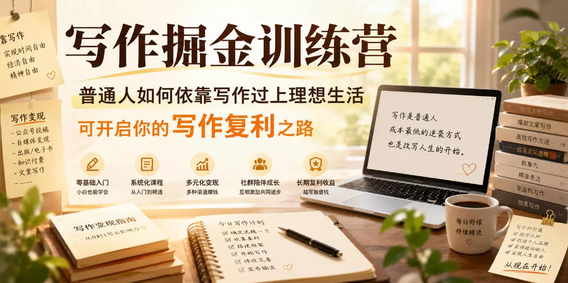 写作掘金训练营，普通人如何依靠写作过上理想生活，可开启你的写作复利之路(更新6月) - 来及网络