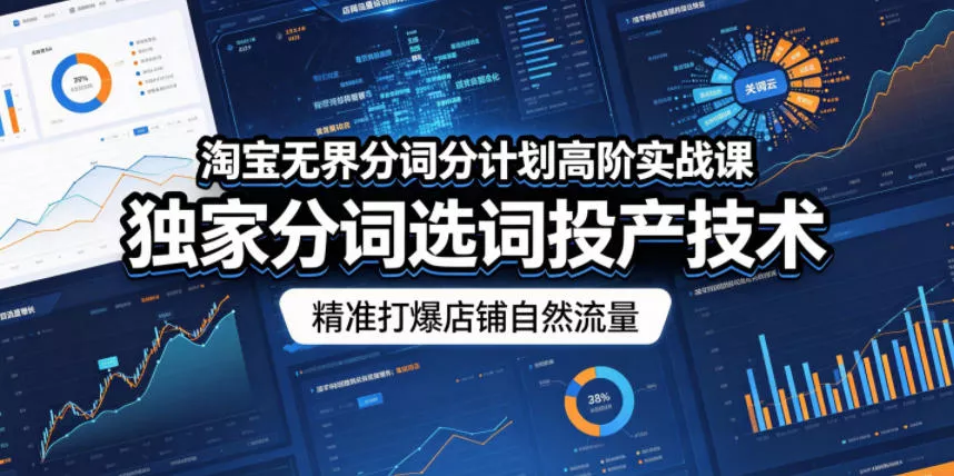 淘宝无界分词分计划高阶实战课，独家分词选词投产技术，精准打爆店铺自然流量 - 来及网络