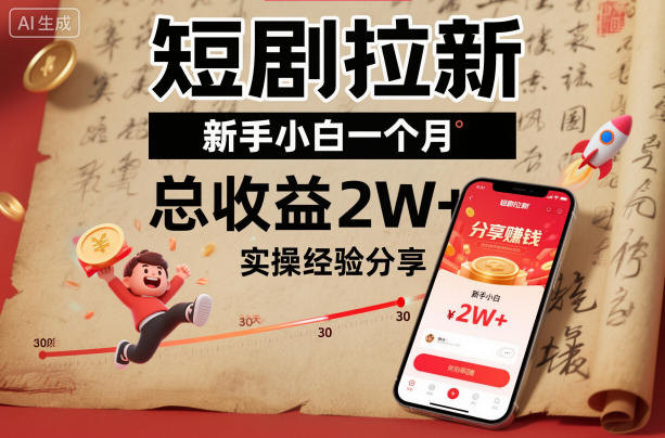 短剧拉新新手小白一个月总收益2W+实操经验分享 - 来及网络