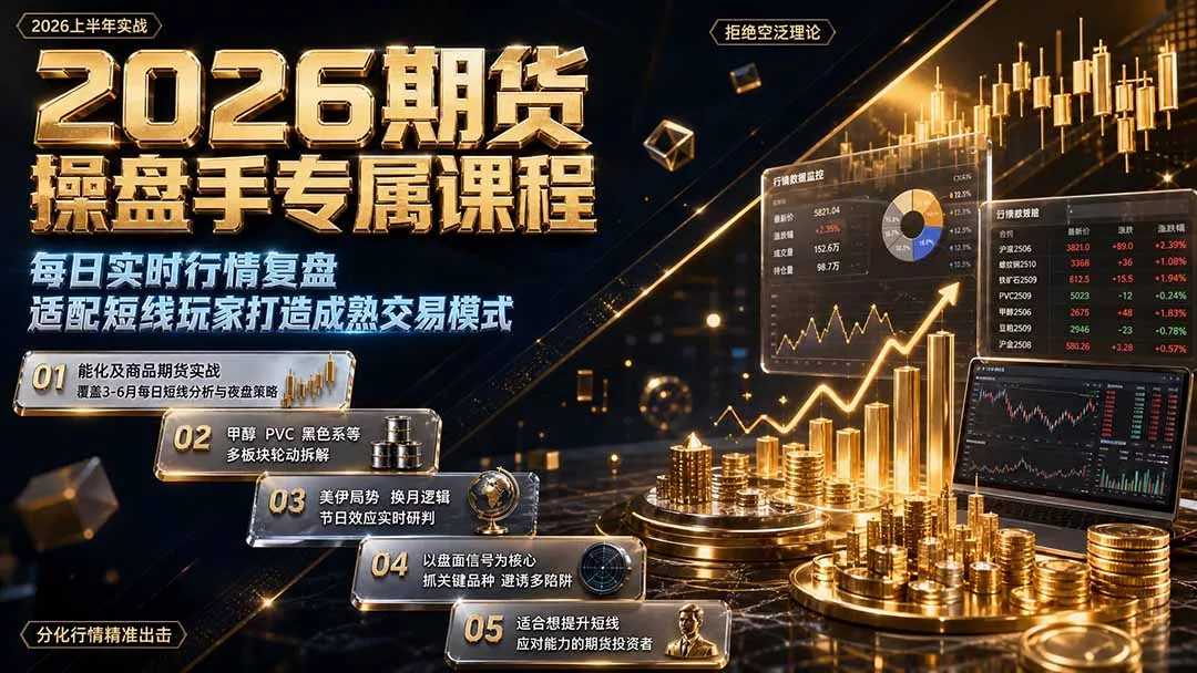 2026期货操盘手专属课程-更新8月，每日实时行情复盘，适配短线玩家打造成熟交易模式 - 来及网络