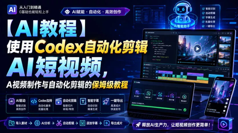 【AI教程】使用Codex自动化剪辑AI短视频，AI视频制作与自动化剪辑的保姆级教程 - 来及网络