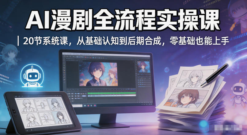 AI漫剧全流程实操课｜20节系统课，从基础认知到后期合成，零基础也能上手 - 来及网络