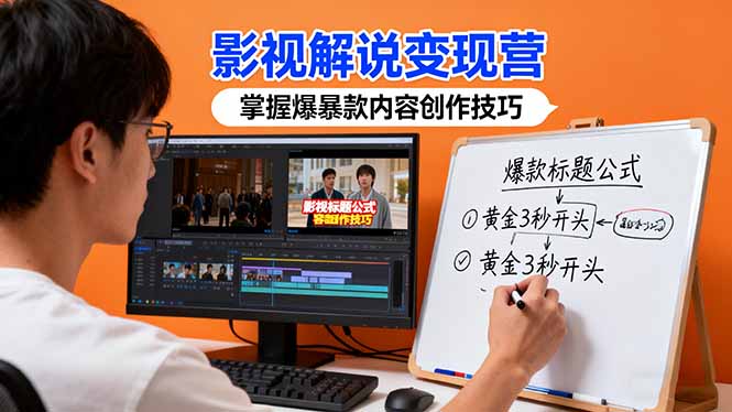 影视解说变现营：通过30+实战案例爆款内容创作技巧，掌握影视解说盈利密码 - 来及网络