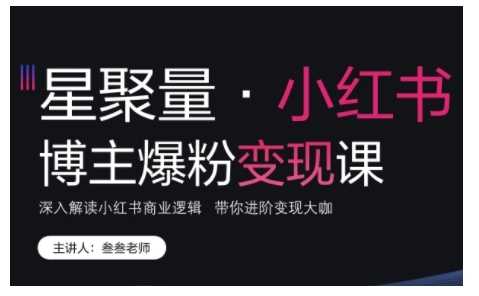 小红书博主爆粉变现课，深入解读小红书商业逻辑，带你进阶变现大咖 - 来及网络