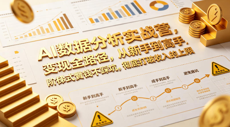 AI数据分析实战营，变现全路径，从新手到高手，阶梯式賺钱不踩坑，彻底打破收入的上限 - 来及网络