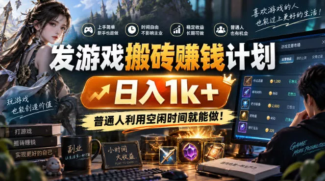 发游戏搬砖賺钱计划，日入1k+，普通人利用空闲时间就能做！【揭秘】 - 来及网络