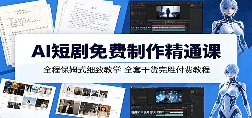 AI短剧免费制作精通课：全程保姆式细致教学，全套干货完胜付费教程 - 来及网络