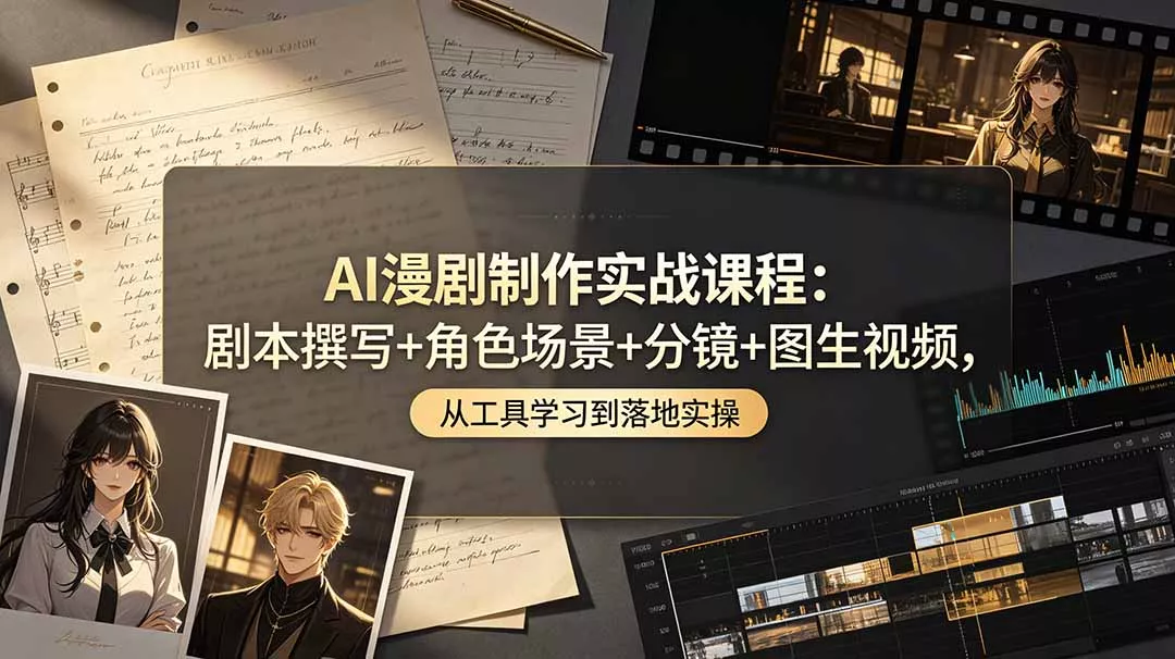 AI漫剧制作实战课程：剧本撰写+角色场景+分镜+图生视频，从工具学习到落地实操 - 来及网络