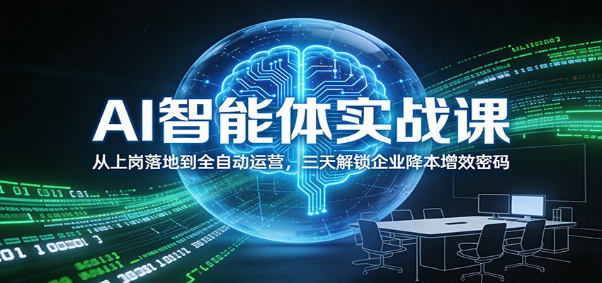 AI智能体实战课：从上岗落地到全自动运营，三天解锁企业降本增效密码 - 来及网络