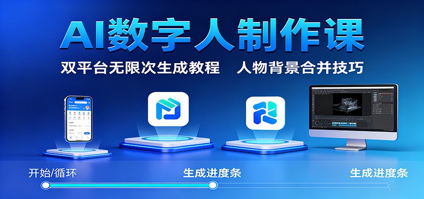 AI数字人制作课：双平台无限次生成教程，人物背景合并技巧 - 来及网络