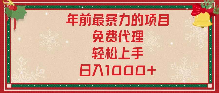 （13773期）年前最暴力的项目，免费代理，轻松上手，日入1000+ - 来及网络