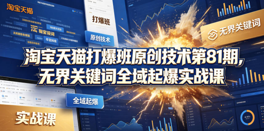 淘宝天猫打爆班原创技术第81期，无界关键词全域起爆实战课 - 来及网络