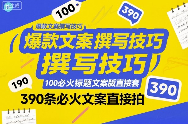 爆款文案撰写技巧，100个必火标题文案模版直接套，390条必火文案直接拍 - 来及网络