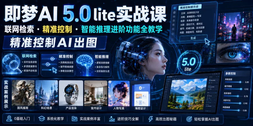 即梦AI 5.0 lite实战课，联网检索・精准控制・智能推理进阶功能全教学，精准控制AI出图 - 来及网络