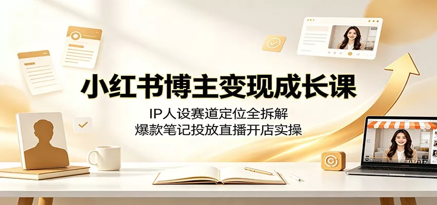 小红书博主变现成长课：IP人设赛道定位全拆解，爆款笔记投放直播开店实操 - 来及网络