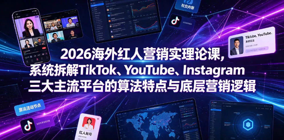 2026海外红人营销实理论课，系统拆解TikTok、YouTube、Instagram三大主流平台的算法特点与底层营销逻辑 - 来及网络