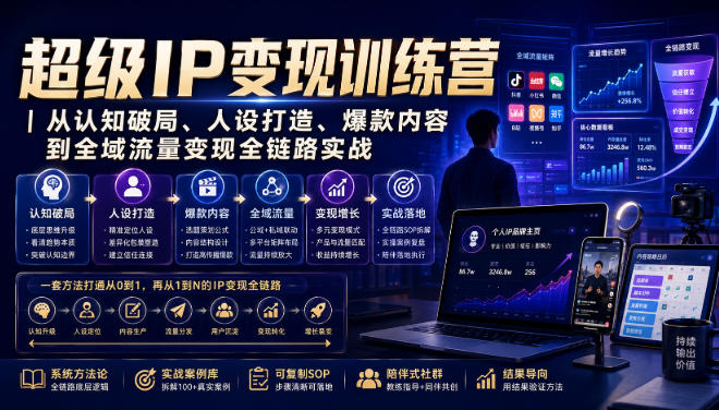 超级IP变现训练营｜从认知破局、人设打造、爆款内容到全域流量变现全链路实战 - 来及网络