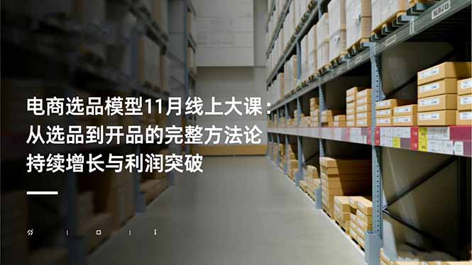 电商选品模型11月线上大课：从选品到开品的完整方法论 持续增长与利润突破 - 来及网络