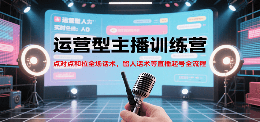 运营型主播训练营，点对点和拉全场话术，留人话术等直播起号全流程（更新8月） - 来及网络