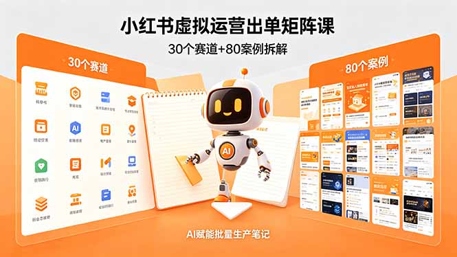 小红书虚拟运营出单矩阵课：30个赛道+80案例拆解，AI赋能批量生产笔记 - 来及网络