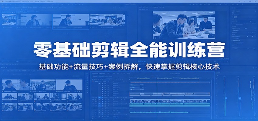 零基础剪辑全能训练营：基础功能+流量技巧+案例拆解，快速掌握剪辑核心技术 - 来及网络