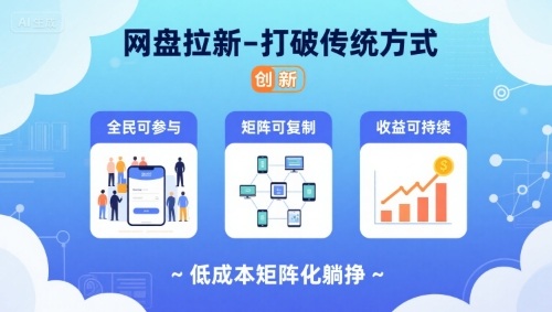 网盘拉新-打破传统方式，低成本矩阵化躺挣，全民可参与、矩阵可复制、收益可持续【揭秘】 - 来及网络