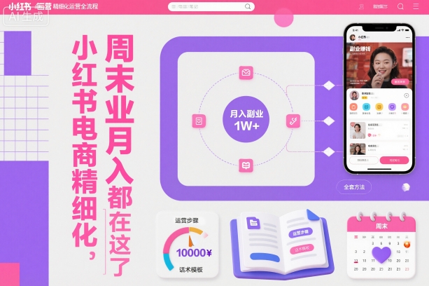 小红书电商精细化运营全流程，周末副业月入1W+，全套方法都在这了 - 来及网络