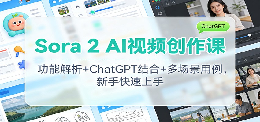 Sora 2 AI视频创作课：功能解析+ChatGPT结合+多场景用例，新手快速上手 - 来及网络