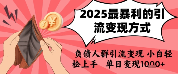 2025年最暴利的引流变现方式，负债人群引流变现，小白轻松上手，日入1k - 来及网络