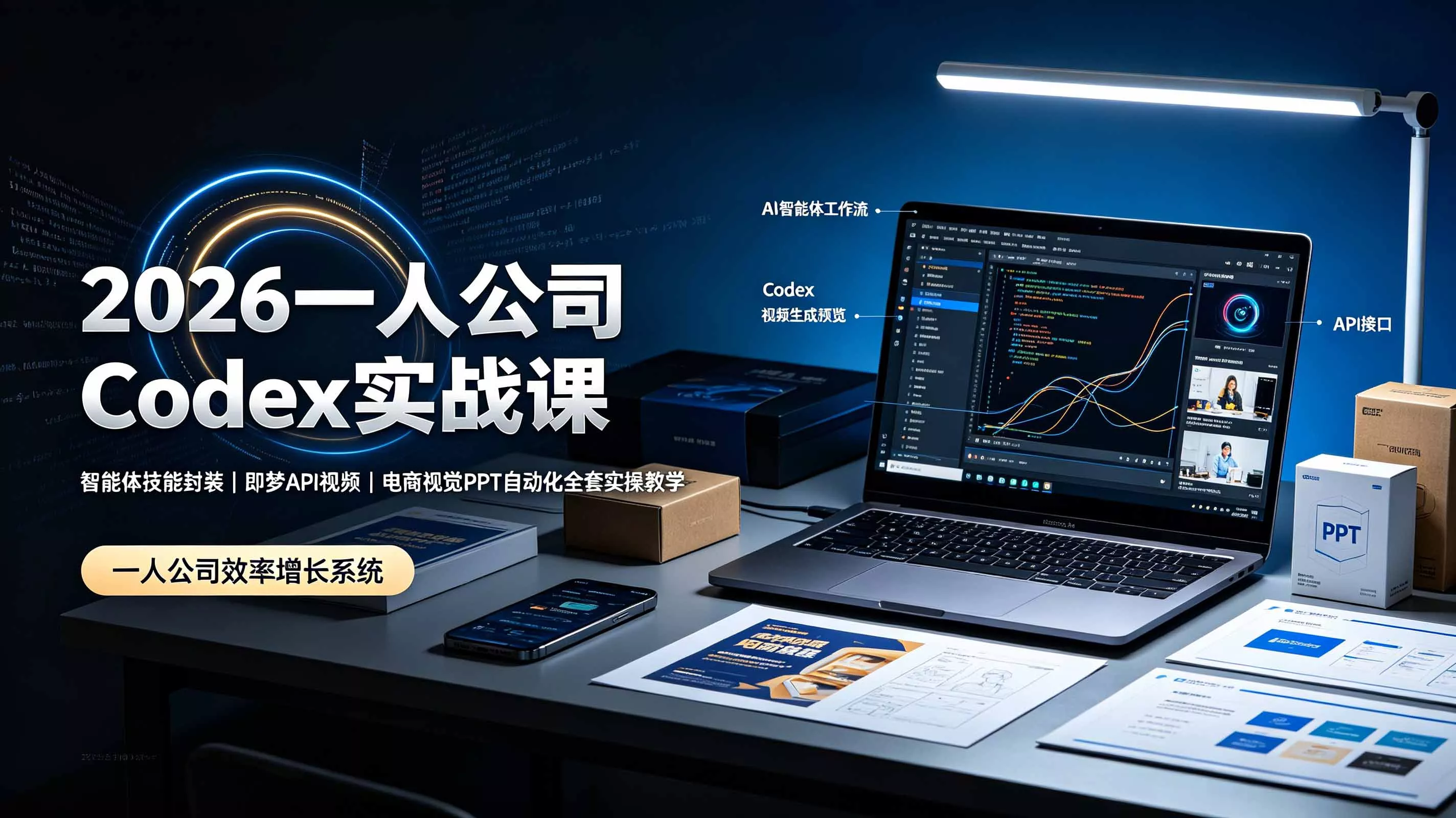 2026一人公司Codex实战课◆智能体技能封装｜即梦API视频｜电商视觉PPT自动化全套实操教学 - 来及网络