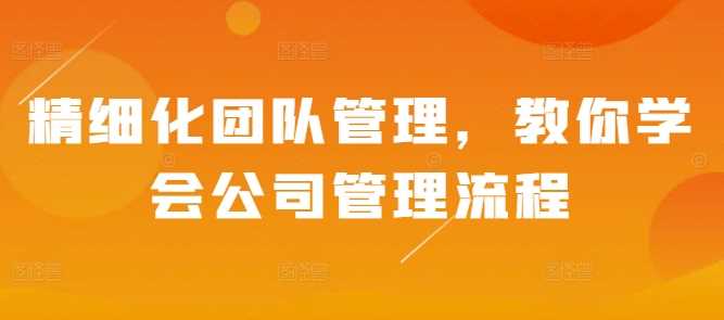 精细化团队管理，教你学会公司管理流程 - 来及网络