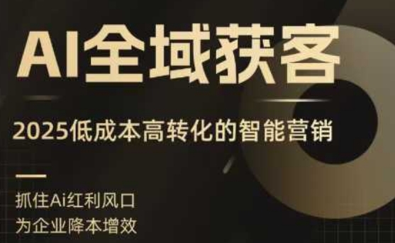 AI全域获客实训营，2025低成本高转化的智能营销，精准找客，高效营销 - 来及网络