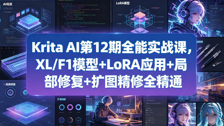 Krita AI第12期全能实战课，XL/F1模型+LoRA应用+局部修复+扩图精修全精通 - 来及网络