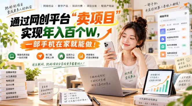 网创平台“卖项目”实现年入百万，一部手机在家就能做！ - 来及网络