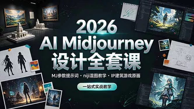 2026 AI Midjourney设计全套课，MJ参数提示词niji混图教学，IP建筑游戏原画一站式实战教学 - 来及网络