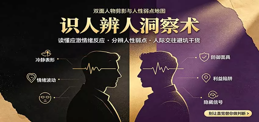 识人辨人终极心法：读懂应激情绪反应，分辨人性弱点，人际交往避坑干货 - 来及网络