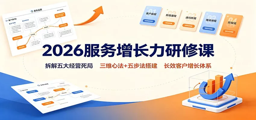 2026服务增长力研修课：拆解五大经营死局，三维心法+五步法搭建长效客户增长体系 - 来及网络