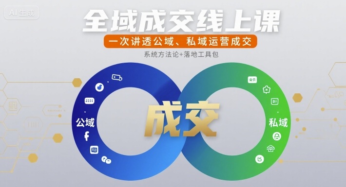全域成交线上课，一次讲透公域、私域运营成交 - 来及网络