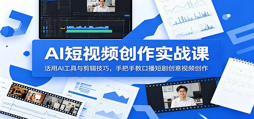 AI短视频创作实战课：活用AI工具与剪辑技巧，手把手教口播短剧创意视频创作 - 来及网络